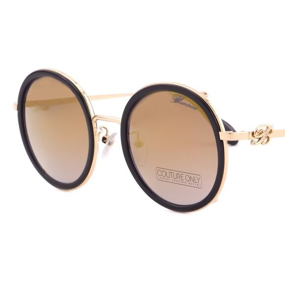 New Blumarine Limited Edition Women Sunglasses SBM-109S-300G Black Gold Mirror - Picture 6 of 10
